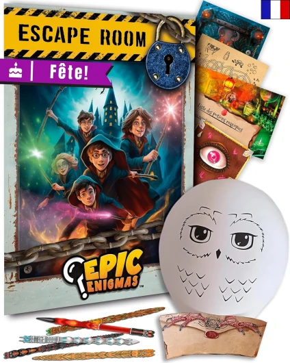 EPIC ENIGMAS - Escape Game Harry Magique - 5 à 12 Ans - Chasse au Trésor Enfant Anniversaire - + Décoration Thème Sorcier - Version française (6 à 25 Joueurs)