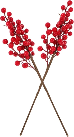 Ciieeo 1 Jeu Fruits Rouges De Noël Baie Rouge Baies Rouges Branche De Paillettes De Noël Faux Fake Plants Accessoire Photo Noel Tiges De Baies De Noël Baie Décorative Plastique 2 Pièces