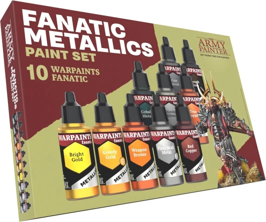 , Warpaints Fanatic Metallics Paint Set, 10 x 18 ml Peintures Métalliques Acryliques incl - Or, Cuivre, Métal, Bronze & Argent - Peinture pour D&D & Warhammer.