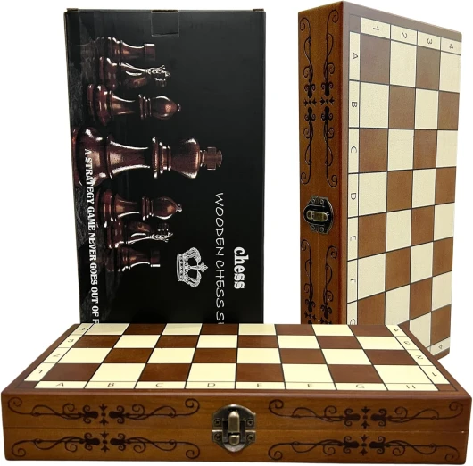 Syrace Jeu d'échecs en Bois Pliable Fait Main (Version Classique) a 2 joueurs