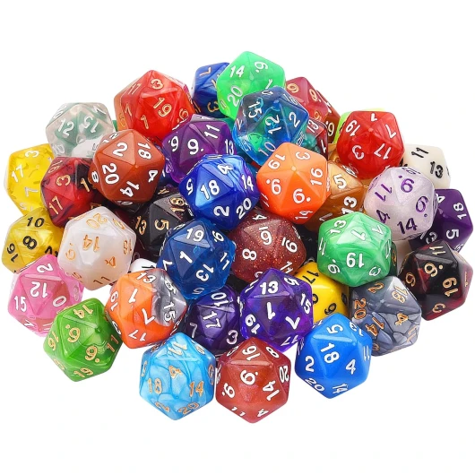 56 Pièces Ensemble de Dés 20 Faces Dés Polyédriques Jeu de Dés Multicolore pour DND RPG 20 Sides