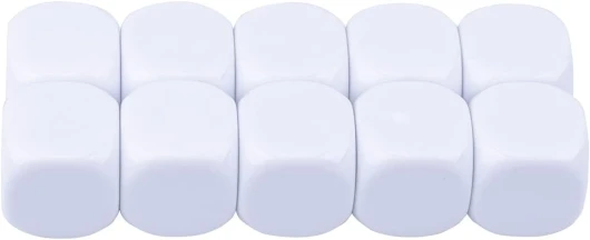 22MM Rounded Blank Six Sided Dice Enseignement créé Sesources Game Enseigner des Cubes en Plastique Quatre Couleurs Choixables 10Pcs Blanc.