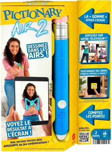 Pictionary Air 2 Jeu de société pour Toute la Famille, Jeu d’Ambiance, avec Stylo Lumineux, Jeu Jouet Enfant, Dès 8 Ans, HNT74