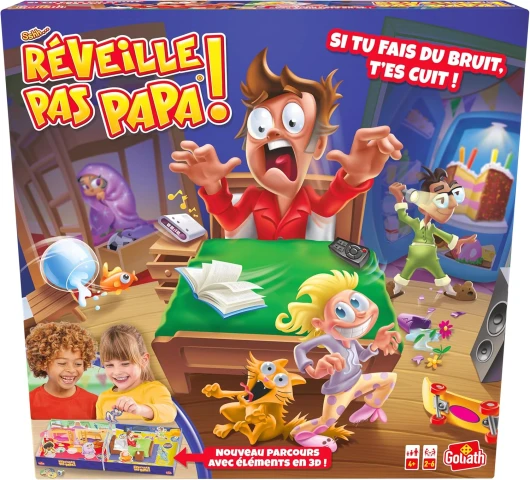 REVEILLE PAS PAPA - Jeu de Société Drôle pour Enfants - A partir de 4 Ans - Développant Concentration, Réflexion et Motricité - A Jouer en Famille ou entre Amis - 2 à 6 joueurs - 20 Min Réveille Pas Papa