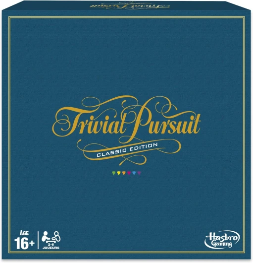 Trivial Pursuit Classique, Jeu de Société de Réflexion et de Culture Générale, Plateau Rétro et 2400 Questions, Version Française, pour Adultes et Ados, Idée Cadeau de Noël